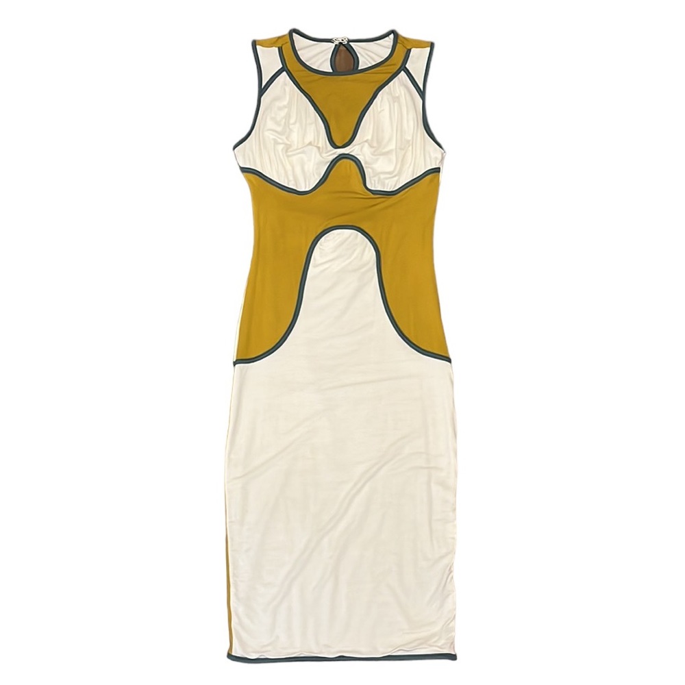 Nuvula Mustard Bamboo Soft Open Back Bodycon Dress Size Extra Small XS